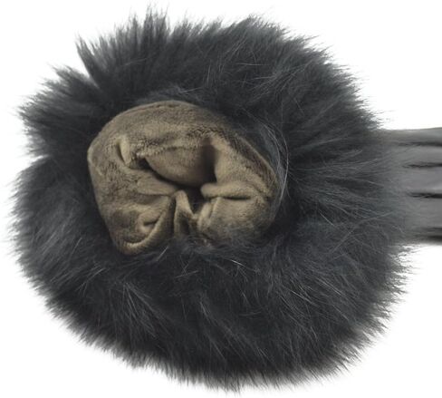 Women Genuine Lambskin Leather Winter Lined Gloves with Fox Fur Trim in Saudi Arabia