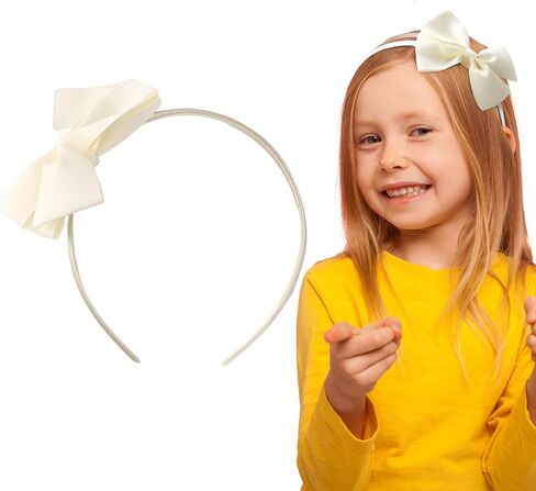 Toddler Headband Beige Hair Bows for Girls Cute Bow Headbands for Baby Girls Hair Band for Little Toddler School Girls in Saudi Arabia