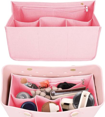 منظم حقيبة الشاطئ المطاطي متوافق مع حقيبة Bogg/حقيبة اليد الجنوبية ببساطة، منظم حمل إدراج منظم حقيبة اللباد مع 7 جيوب، فقط لحقيبة Bogg مقاس XL (وردي) in Kuwait