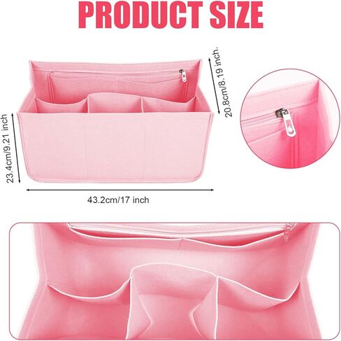 منظم حقيبة الشاطئ المطاطي متوافق مع حقيبة Bogg/حقيبة اليد الجنوبية ببساطة، منظم حمل إدراج منظم حقيبة اللباد مع 7 جيوب، فقط لحقيبة Bogg مقاس XL (وردي) in Kuwait