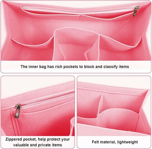 منظم حقيبة الشاطئ المطاطي متوافق مع حقيبة Bogg/حقيبة اليد الجنوبية ببساطة، منظم حمل إدراج منظم حقيبة اللباد مع 7 جيوب، فقط لحقيبة Bogg مقاس XL (وردي) in Kuwait