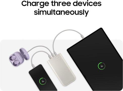 SAMSUNG 45W 20,000mAh Battery Pack Charger, Super Fast Charging w/ 3 Ports for Galaxy Phones, Buds and More, 5A USB-C Cable Included, 2024, US Version, EB-P4520XUEGUS, Beige in Saudi Arabia