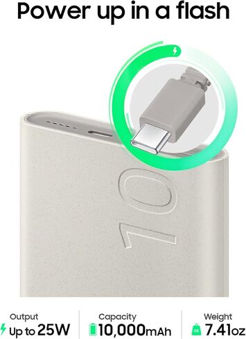 SAMSUNG 45W 20,000mAh Battery Pack Charger, Super Fast Charging w/ 3 Ports for Galaxy Phones, Buds and More, 5A USB-C Cable Included, 2024, US Version, EB-P4520XUEGUS, Beige in Saudi Arabia