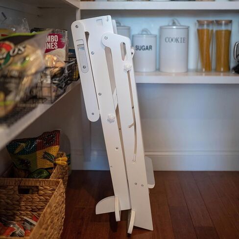 Little Partners Learning Tower Foldable Toddler Tower - Learn 'N Fold Toddler Kitchen Stool for Kids 2 to 6, Folding Toddler Tower (Grey w/Natural) in Saudi Arabia