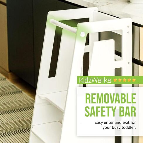 Modern Toddler Tower, Montessori Kitchen Step Stool, Sleek Modern Design Adjustable Standing Platform for Kitchen Counter - White Modern Standing Tower in Kuwait