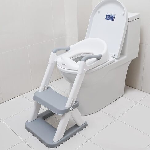 Potty Training Seat, Sturdy Toddler Step Stool Tripod Design, 2 in 1 Potty Training Toilet for Kids, Baby Seat with Splash Guard and Anti-Slip Pad for Boys Girls Potty Training (Upgrade Grey) in Saudi Arabia