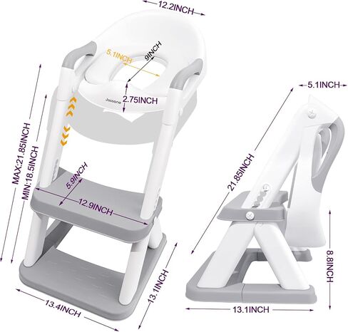 Potty Training Seat, Sturdy Toddler Step Stool Tripod Design, 2 in 1 Potty Training Toilet for Kids, Baby Seat with Splash Guard and Anti-Slip Pad for Boys Girls Potty Training (Upgrade Grey) in Saudi Arabia