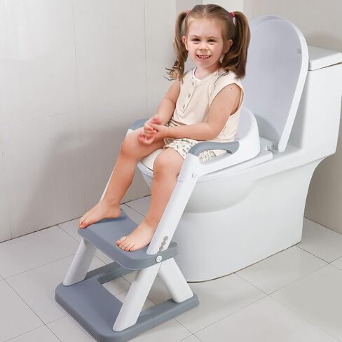 Potty Training Seat, Sturdy Toddler Step Stool Tripod Design, 2 in 1 Potty Training Toilet for Kids, Baby Seat with Splash Guard and Anti-Slip Pad for Boys Girls Potty Training (Upgrade Grey) in Saudi Arabia