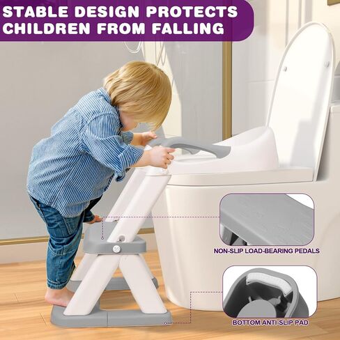 Potty Training Seat, Sturdy Toddler Step Stool Tripod Design, 2 in 1 Potty Training Toilet for Kids, Baby Seat with Splash Guard and Anti-Slip Pad for Boys Girls Potty Training (Upgrade Grey) in Saudi Arabia