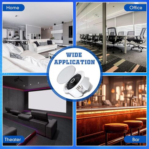 50W 6 Pcs Ceiling Round Speakers 9 inch in Wall Flush Mount Speakers, Sound Amplifier, Dual Woofers, Suitable for Indoor or Covered Public Areas, Whole House Audio, Home Theater System, White in Saudi Arabia
