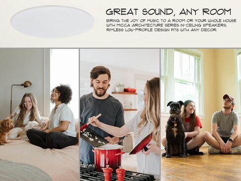 Micca 8" 2-Way in Ceiling or Wall Round Speakers, 4 Pack, 8 Inch Woofer, 9.75" Cutout Diameter, Low Profile Rimless Design, for Indoor Rooms or Covered Outdoor Porches, White, Paintable (Renewed) in Saudi Arabia