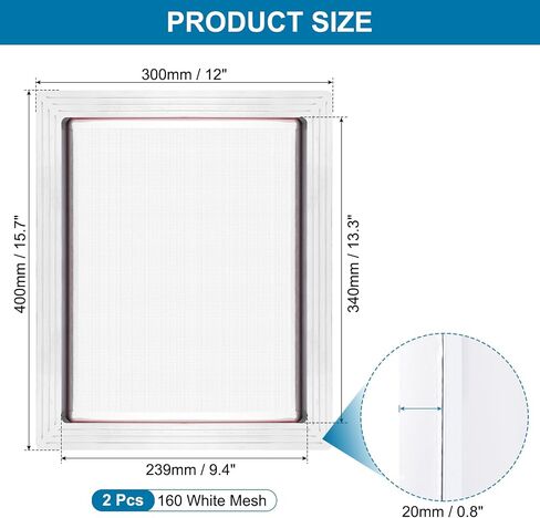 PATIKIL 16 x 12 Inch Aluminum Silk Screen Printing Frames with 160 White Mesh, 2 Pack Silk Screen Printing Frame for Screen Printing, Silver in Saudi Arabia