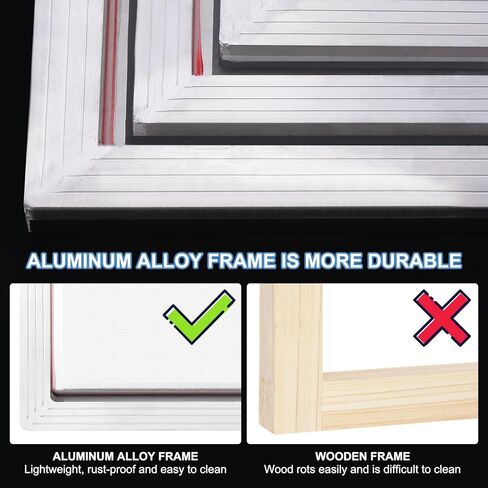 PATIKIL 16 x 12 Inch Aluminum Silk Screen Printing Frames with 160 White Mesh, 2 Pack Silk Screen Printing Frame for Screen Printing, Silver in Saudi Arabia