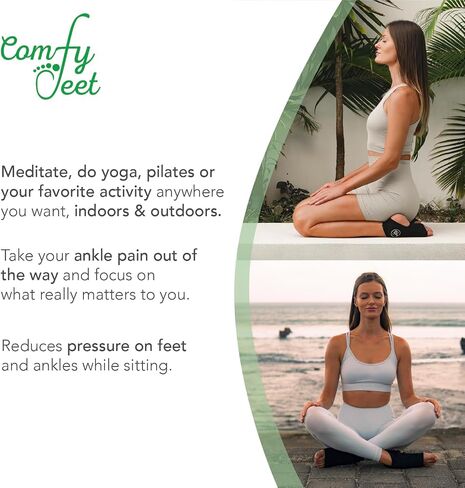 Wearable Yoga Mat and Meditation Cushion - Comfort & Protection for Cross-Legged or Kneeling Positions - Usable as Meditation Straps & Yoga Socks - Adjustable & Durable - Patent Pending in Saudi Arabia