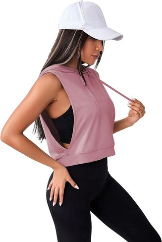 SweatyRocks Women's Sleeveless Workout Top Gym Activewear Crop Tank Top Open Side Shirt for Athletic Exercise Dusty Pink Small in Saudi Arabia