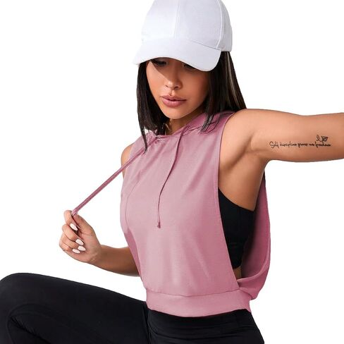 SweatyRocks Women's Sleeveless Workout Top Gym Activewear Crop Tank Top Open Side Shirt for Athletic Exercise Dusty Pink Small in Saudi Arabia