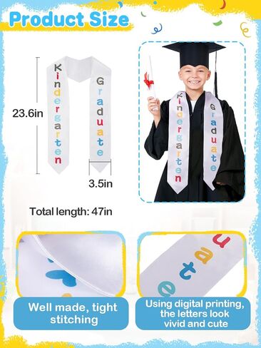 سرق التخرج من رياض الأطفال من Cosweet - وشاح التخرج لمرحلة ما قبل المدرسة مطبوع للجنسين 2024 للأولاد والبنات هدايا لطيفة in Kuwait
