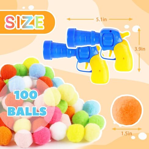 Cat Toy Balls with Launcher Gun, 100 Pom-Poms Balls Interactive Cat Toys for Indoor Cats, Soft Fuzzy Cats Kitten Toys Ball, Plush Ball Shoot Gun,Active Cat Exercise Toys Training Playing in Saudi Arabia
