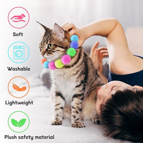 Cat Toy Balls with Launcher Gun, 100 Pom-Poms Balls Interactive Cat Toys for Indoor Cats, Soft Fuzzy Cats Kitten Toys Ball, Plush Ball Shoot Gun,Active Cat Exercise Toys Training Playing in Saudi Arabia