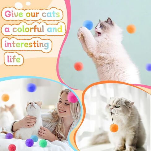 Cat Toy Balls with Launcher Gun, 100 Pom-Poms Balls Interactive Cat Toys for Indoor Cats, Soft Fuzzy Cats Kitten Toys Ball, Plush Ball Shoot Gun,Active Cat Exercise Toys Training Playing in Saudi Arabia