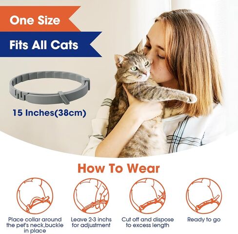 طوق مهدئ للقطط - 4 عبوات من أطواق تهدئة القطط من الفيرمونات أطواق تهدئة للقطط - تخفيف قلق القطط يستمر 60 يومًا تصميم انفصالي لطوق القطط المهدئ قابل للتعديل لمعظم القطط (15 بوصة) in Kuwait