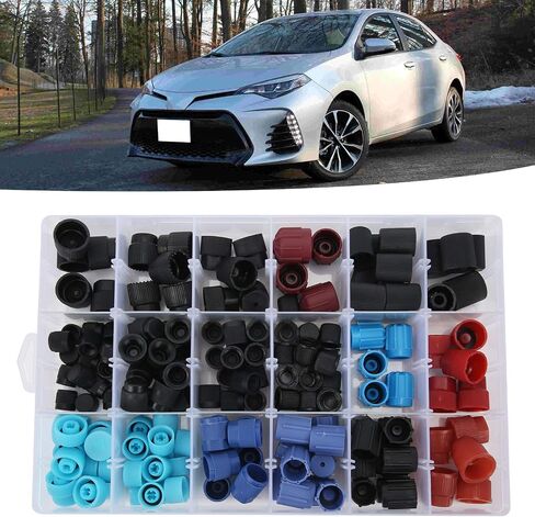 Car AC Valve Core Cap Kit, 170pcs ABS Air Conditioning Service AC System Charging Port Caps Auto Air Conditioning Systerm Replacement Fit for Honda for Mazda for Mitsubishi in Saudi Arabia