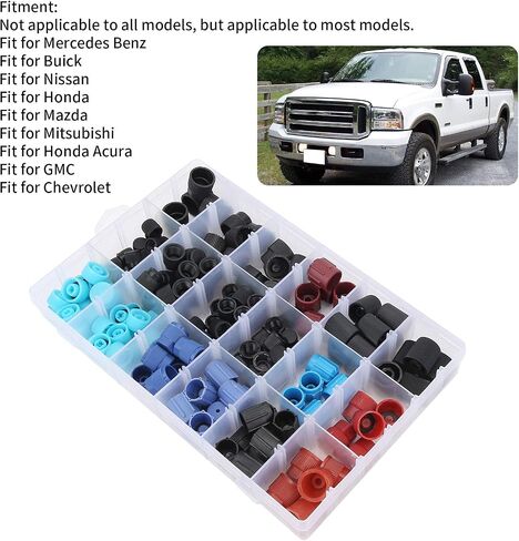 Car AC Valve Core Cap Kit, 170pcs ABS Air Conditioning Service AC System Charging Port Caps Auto Air Conditioning Systerm Replacement Fit for Honda for Mazda for Mitsubishi in Saudi Arabia