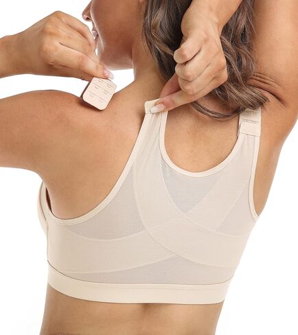 حمالة صدر نسائية مريحة من DotVol بإغلاق أمامي ودعم خلفي وتغطية كاملة غير مبطنة خالية من الأسلاك للاستخدام اليومي (بيج بدون خياطة، 38DD) in Kuwait