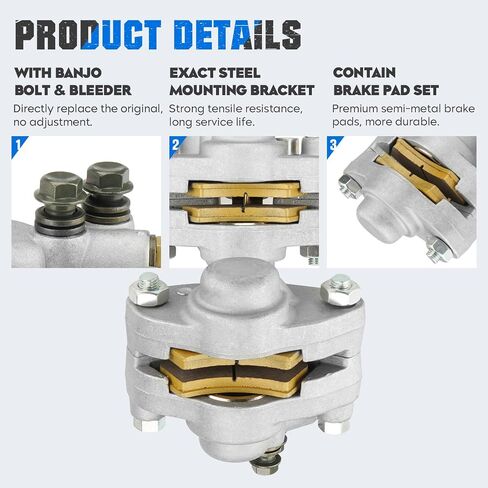 Rear Brake Calipers & Pads Fit for Polaris Scrambler 500 1998-2004, Magnum 325 500 1999-2001, Trail Blazer 250 400, Trail Boss 325 330, Xpedition 325 425, Xplorer 250 400 for 1910691 1910449-1 Pcs in Saudi Arabia