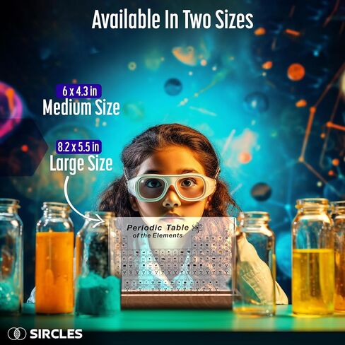 Periodic Table with Real Elements Inside - Includes Magnifying Glass, Wooden Stand, Tripod - Transparent Acrylic Glass - 83 Elements - Educational Gift for Teachers and Students - Large Size in Saudi Arabia
