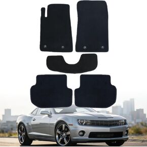 Mythoria Car Floor Mats Full Set Fit for Chevrolet Camaro LT SS ZL1 2010 2011 2012 2013 2014 2015 | Black, Velour Carpet | Waterproof, with Anti-Slip Backing in Kuwait