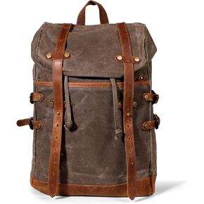 Waxed Canvas Leather Hiking Travel Waterproof Backpack for College Weekend Travel Fit 15in laptops in Kuwait