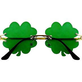 نظارات شمس عيد القديس باتريك الأيرلندية شامروك باللون الأخضر بأربع أوراق in Kuwait
