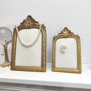 Baroque Jewelry Display Tray, Gold Frame Organizer with Velvet Backing, Necklace Earring Holder, 2 Pieces,home decor (WHITE) in Saudi Arabia