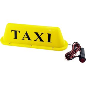 12V LED Magnetic Taxi Light Waterproof LED Roof Sign Taxi Dome Light with 3 Meter Power Plug Line (LED Colour: White, Shell Color:Yellow) in Kuwait