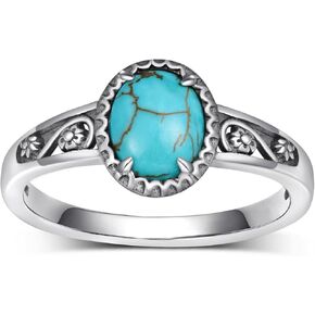 Genuine Turquoise Ring for Women 925 Sterling Silver Western Ring Vintage Boho Western Nature Gemstone Genuine Turquoise Jewelry for Women in Kuwait