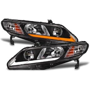 Topline Switchback يناسب المصابيح الأمامية الشريطية Blk غطاء أسود مع عاكس كهرماني شفاف تكنولوجيا الإضاءة 33101SNCA01 CIV064DLSQ Tf22Cssslshb20062011 in Kuwait