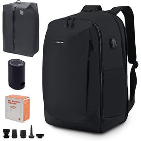 حقيبة ظهر مضغوطة للسفر بتفريغ الهواء: حقيبة عطلات مع مضخة هواء كهربائية - نظام حزمة قابل للتوسيع للكمبيوتر المحمول والمشي لمسافات طويلة والسفر والأعمال التجارية مقاومة للماء باللون الأسود in Kuwait