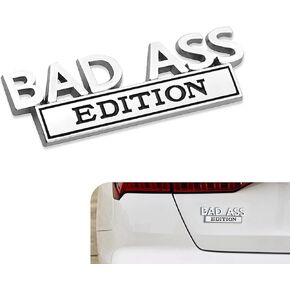شعار إصدار سيارة Bad Ass، ملصق شارة سيارة ثلاثي الأبعاد، غطاء ممتص الصدمات للسيارات، غطاء باب صندوق السيارة، ملحقات أساسية خارجية للسيارات، لشاحنة الدفع الرباعي للدراجات النارية (فضي-أسود) in Kuwait
