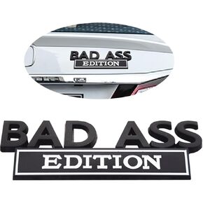 1 Pcs Car Modification Label, Car Bad Ass Edition Emblem, Car Tail Badge, 3D Fender Badge Decal Car Sticker, Suitable for Most Cars, Trucks, Suvs, Car Door (Silver & Black) in Kuwait