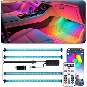 Acrylic Interior Car LED Strip Light with APP Remote Control,57in 2 in 1 USB RGB Dreamcolor Neon Flexible Strip Fiber Optic LED Ambient Lighting Kits,RGB Music Lights Sync for Inside car Decorations in Kuwait
