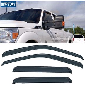 Set of 4 Compatible with 99-16 F250/F350/F450/F550 Super Duty Supercrew/Crew Cab With 4 Full Size Doors Front+Rear Smoke Sun/Rain Guard Wind Deflector Outside Mount Tape-On Acrylic Window Visors in Kuwait