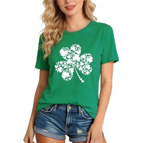 【قميص بـ 6 مقاسات + أقراط】 قميص يوم القديس باتريك للنساء ملابس عيد القديس باتريك للنساء إكسسوارات أقراط شامروك in Kuwait