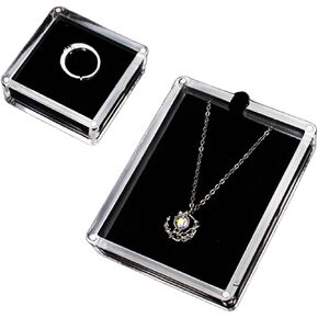 2 Pcs Different Sizes Small Acrylic Jewelry Box with Lid Clear Gemstone Display Box,top cov with magnetic automatic adsorption and Sponge Inside for Gems,Coins, Medallions, Jewelry Packing in Saudi Arabia