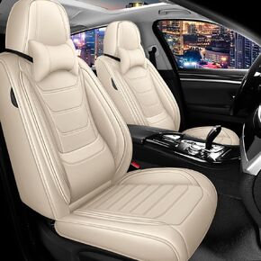 أغطية مقاعد جلد نابا الفاخرة مجموعة كاملة لسيارة تويوتا كورولا 2000-2025، 5 مقاعد غطاء مقعد سيارة مقاوم للتمزق ومقاوم للماء داخل تصميم سحاب وفتحات فتح محفوظة (مجموعة كاملة قياسية / أسود) in Kuwait