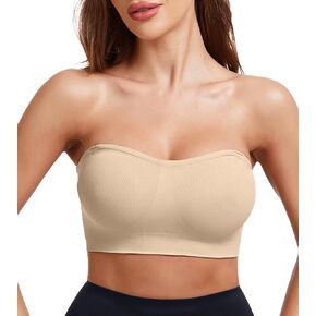 Strapless Bra for Women Seamless Non-Slip Padded Bandeau Bra Wireless Push Up Tube Top Bralette in Kuwait