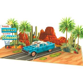 HEARTAGS- Pop Up Birthday Card for Men, Classic Car Birthday Pop Up Card For Dad, Husband, Brother, Son, Grandpa, 3D Popup Greeting Cards Size 6x8 inches Includes Message Note and Envelope in Kuwait