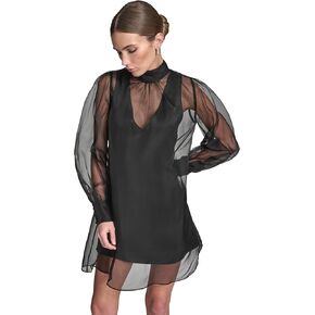 BCBG Women's Long Sleeve High Neck Organza Overlay Mini Dress in Kuwait