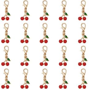20Pcs Cherry Pineapple Keychain Red Alloy Enamel Cherry Bag Charm Cute Key Chains Fruit Charms Golden Pendant Decoration with Key Ring Clip in Kuwait