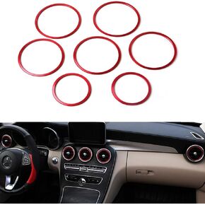 7pc Aluminum Air Conditioner Vent/Opening Inner Trim Decoration Covers for 2015-up Mercedes W205 C-Class, 2016-up GLC Class (red) in Kuwait